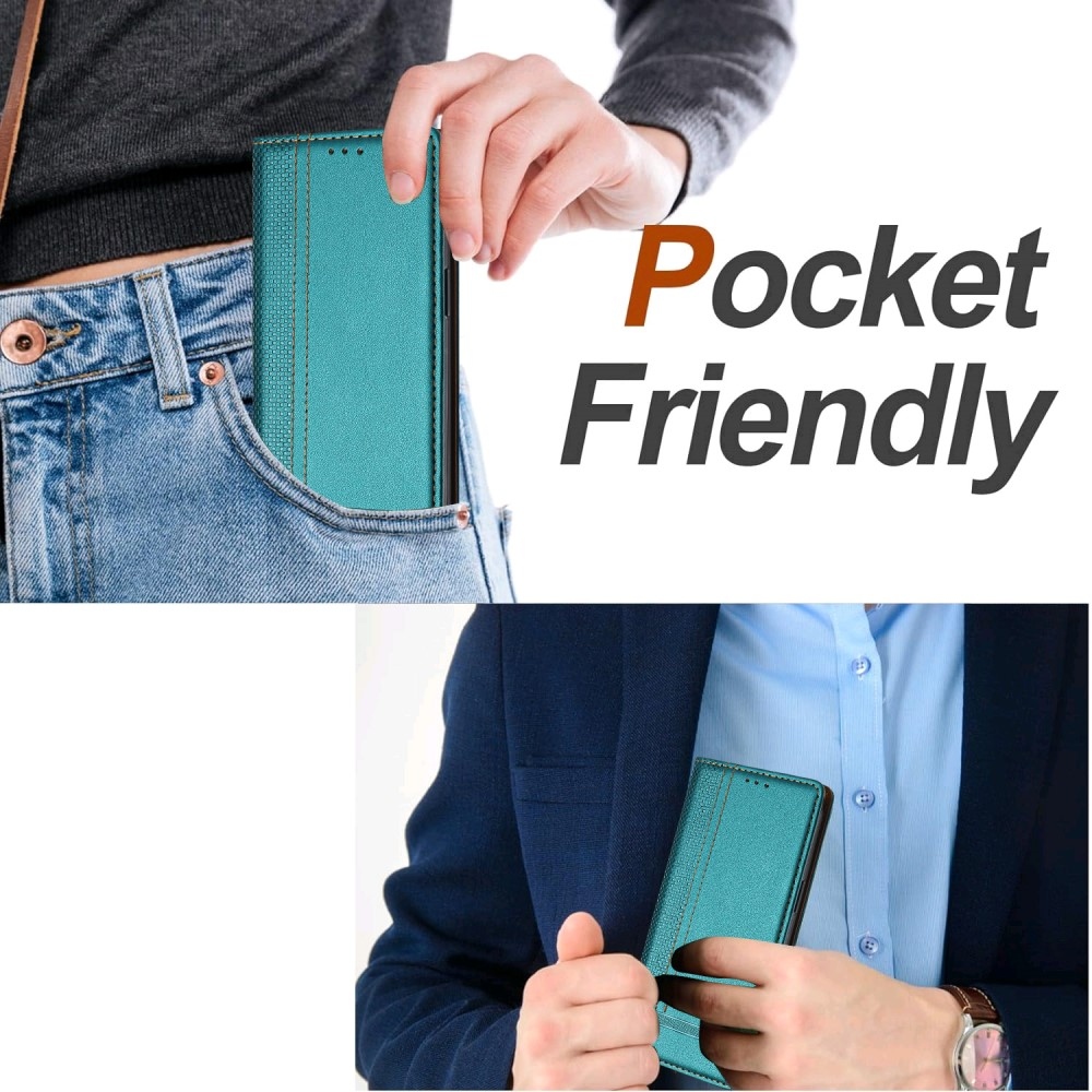 L-alakú könyvtáska Honor 400 Lite-hoz - zöld