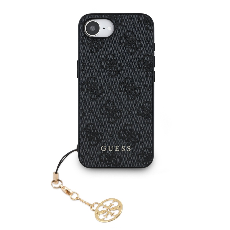 Guess 4G Charm hátlapi borító iPhone 16e készülékhez Tone on Tone Szürke