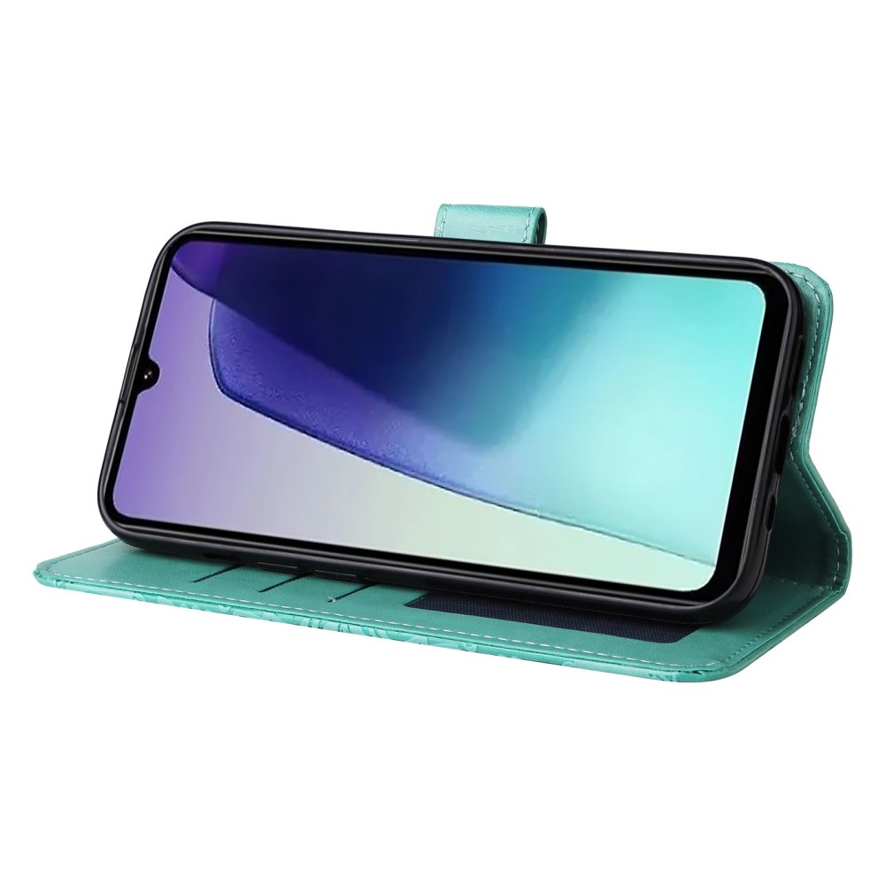 Napraforgó könyv tok Xiaomi Redmi 14C/Poco C75-hez - teal színű