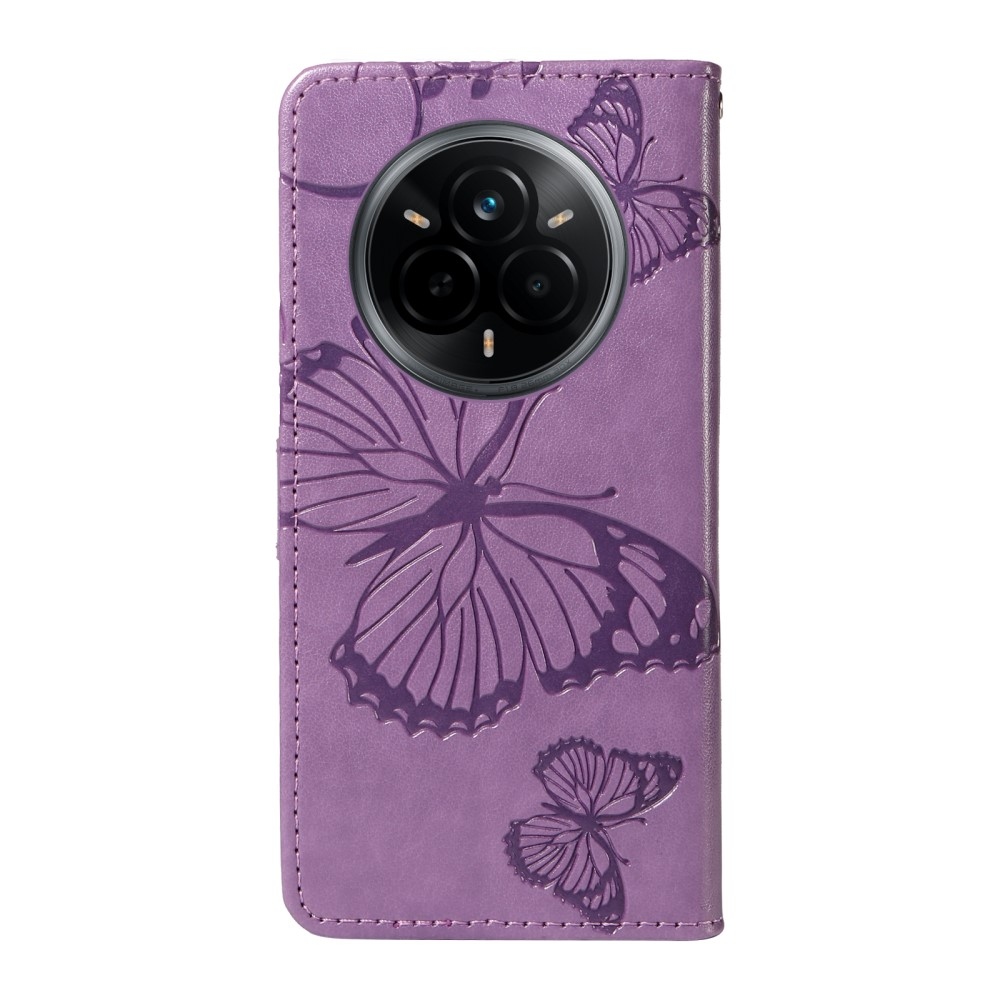 Nagy pillangó könyvtáska a Realme 14 Pro 5G készülékhez - lila
