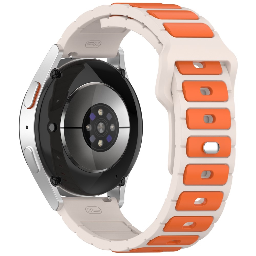 Dualc szilikon karkötő, 20 mm, Samsung Galaxy Watch7 44 mm/40 mm és Watch 6 44 mm/40 mm modellekhez – bézs/narancssárga