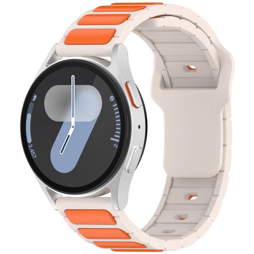 Dualc szilikon karkötő, 20 mm, Samsung Galaxy Watch7 44 mm/40 mm és Watch 6 44 mm/40 mm modellekhez – bézs/narancssárga