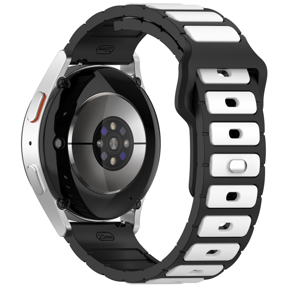Dualc szilikon karkötő, 20 mm, Samsung Galaxy Watch7 44 mm/40 mm és Watch 6 44 mm/40 mm modellekhez – fekete/fehér