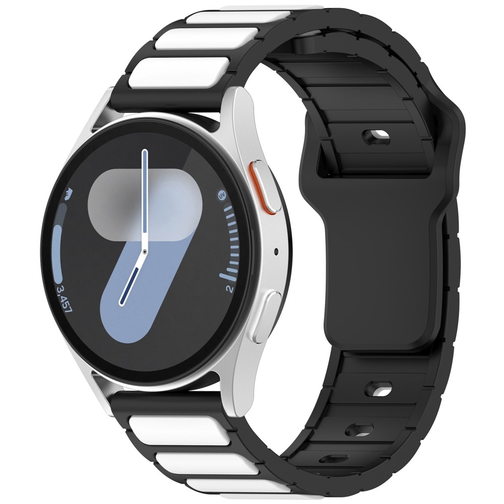 Dualc szilikon karkötő, 20 mm, Samsung Galaxy Watch7 44 mm/40 mm és Watch 6 44 mm/40 mm modellekhez – fekete/fehér