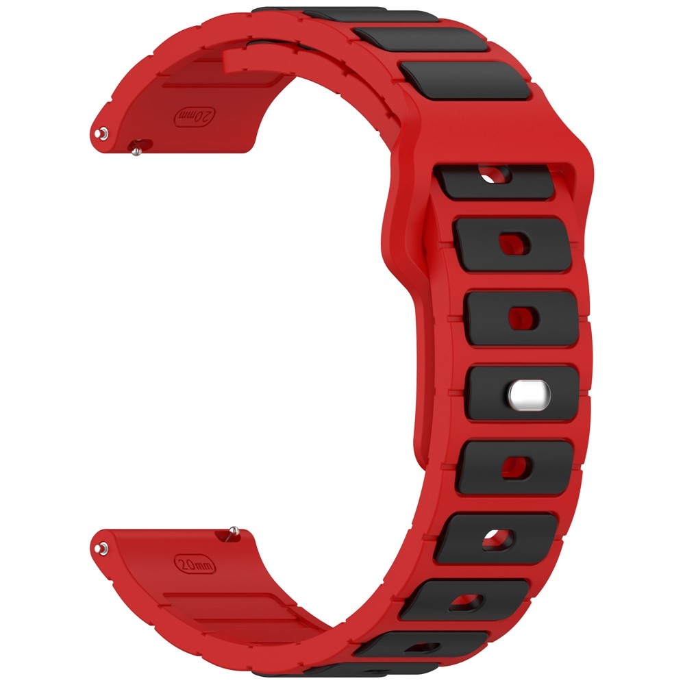 Dualc szilikon karkötő, 20 mm, Samsung Galaxy Watch7 44 mm/40 mm és Watch 6 44 mm/40 mm modellekhez – fekete/piros