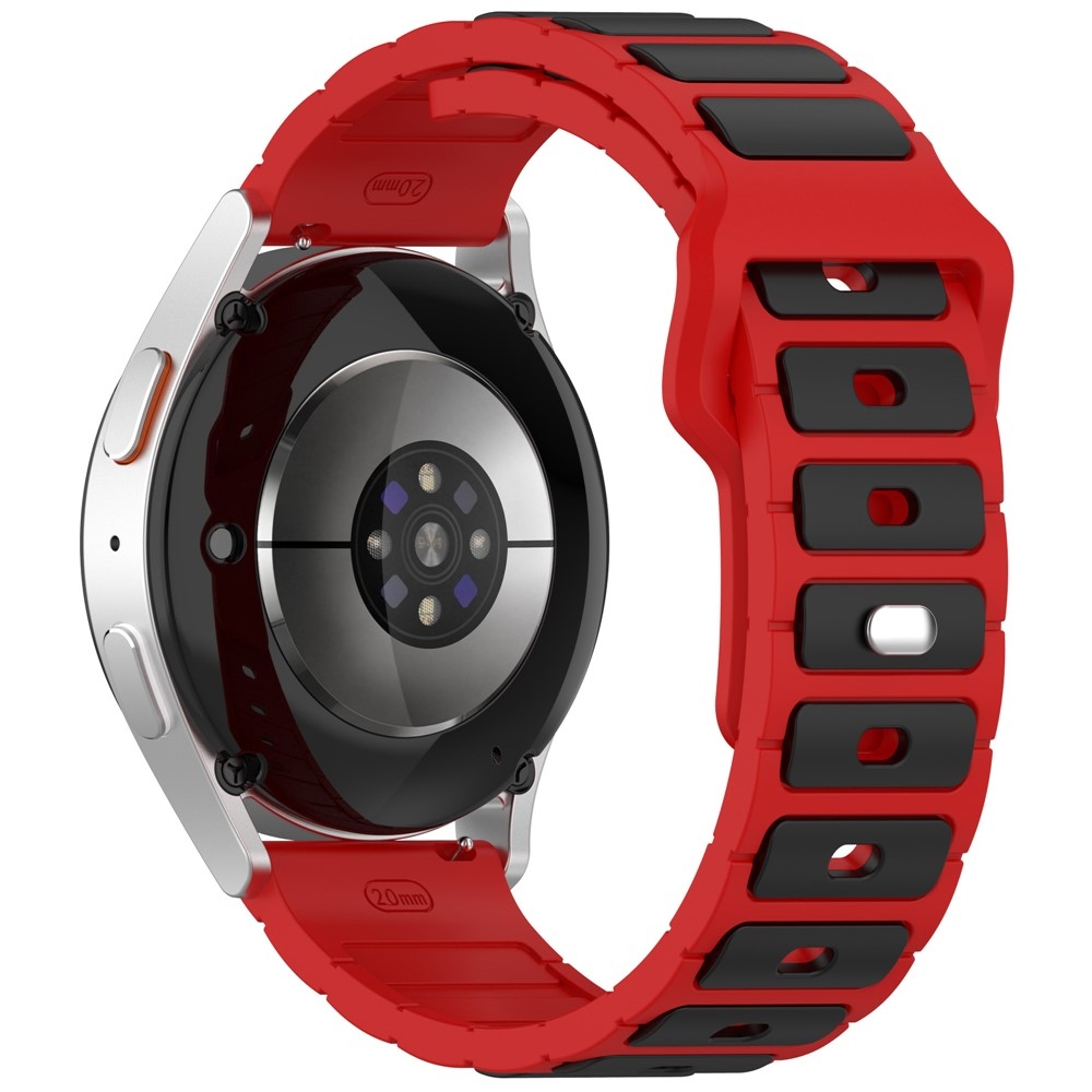 Dualc szilikon karkötő, 20 mm, Samsung Galaxy Watch7 44 mm/40 mm és Watch 6 44 mm/40 mm modellekhez – fekete/piros