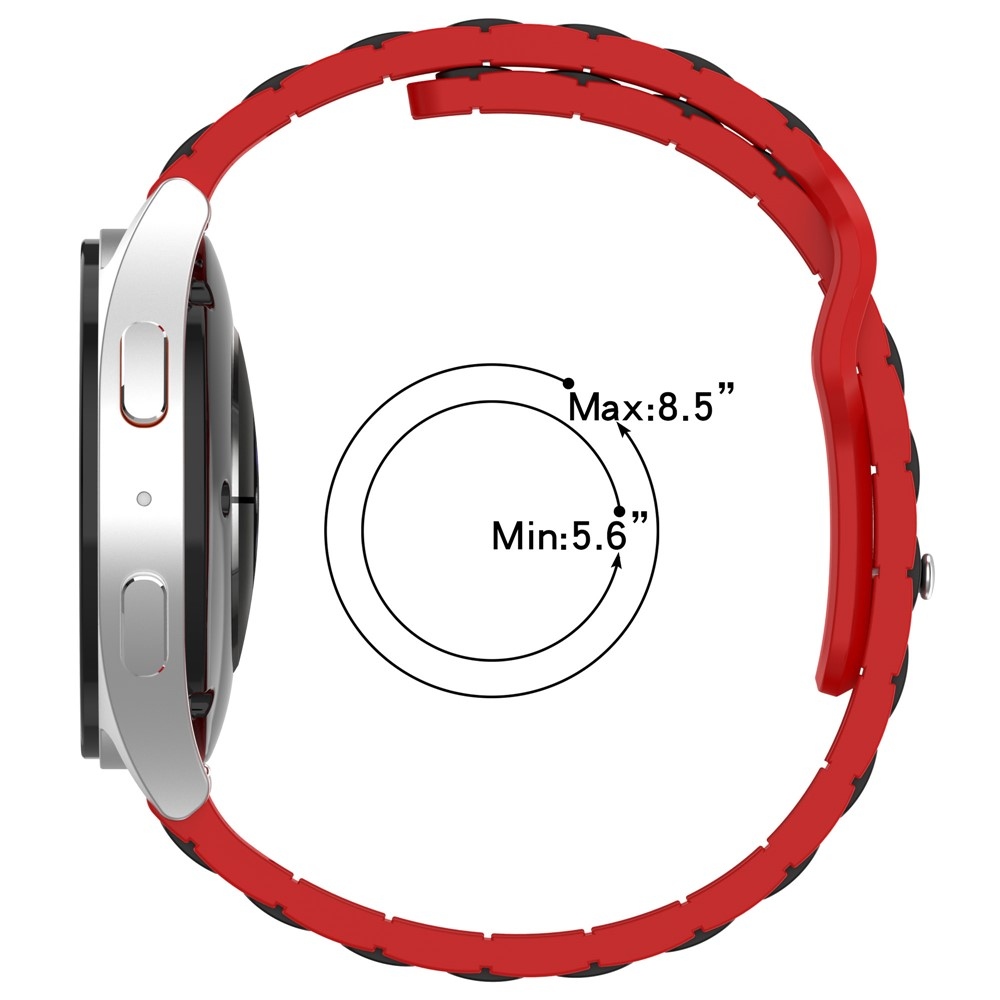 Dualc szilikon karkötő, 20 mm, Samsung Galaxy Watch7 44 mm/40 mm és Watch 6 44 mm/40 mm modellekhez – fekete/piros