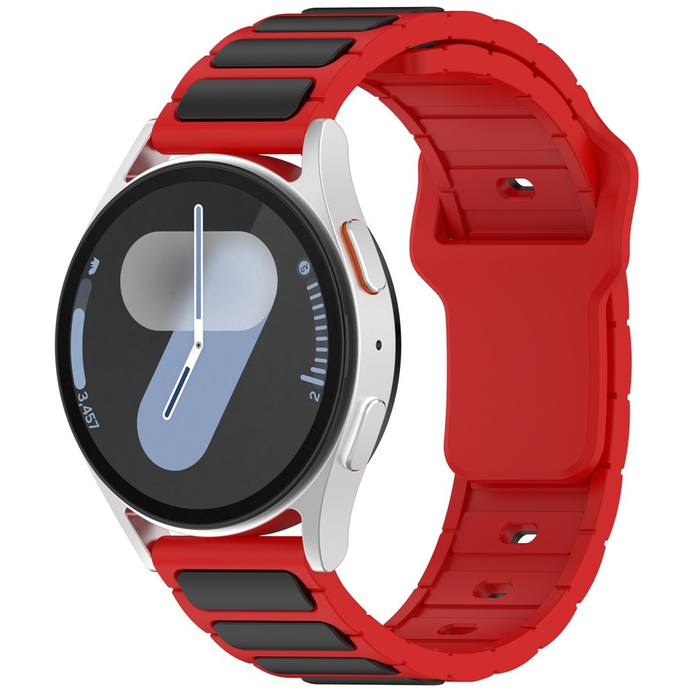 Dualc szilikon karkötő, 20 mm, Samsung Galaxy Watch7 44 mm/40 mm és Watch 6 44 mm/40 mm modellekhez – fekete/piros