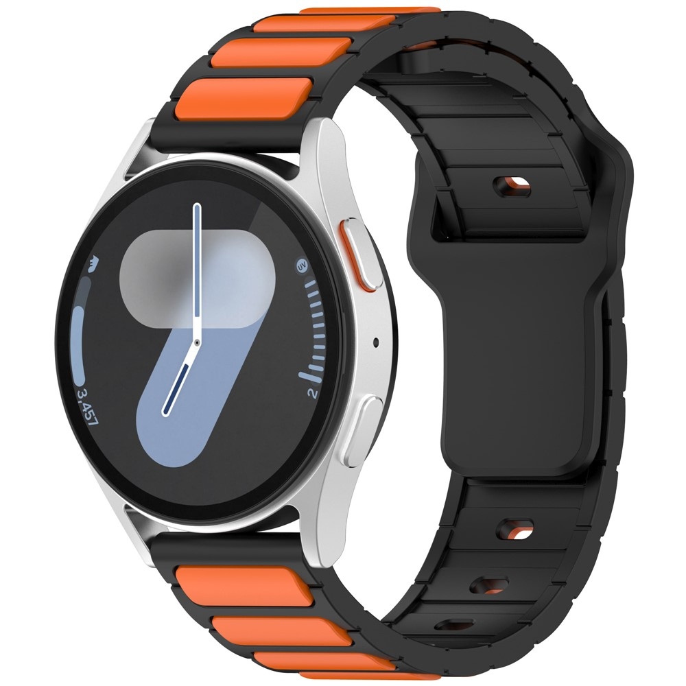 Dualc szilikon karkötő, 20 mm, Samsung Galaxy Watch7 44 mm/40 mm és Watch 6 44 mm/40 mm modellekhez – fekete/narancssárga