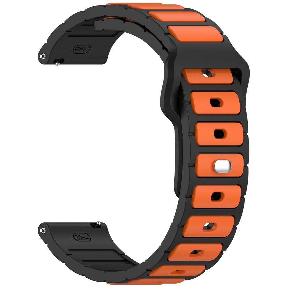 Dualc szilikon karkötő, 20 mm, Samsung Galaxy Watch7 44 mm/40 mm és Watch 6 44 mm/40 mm modellekhez – fekete/narancssárga