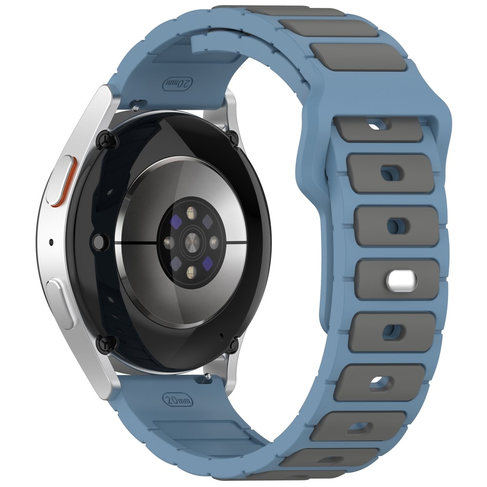 Dualc szilikon karkötő, 20 mm, Samsung Galaxy Watch7 44 mm/40 mm és Watch 6 44 mm/40 mm modellekhez – szürke/kék