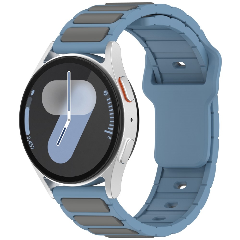 Dualc szilikon karkötő, 20 mm, Samsung Galaxy Watch7 44 mm/40 mm és Watch 6 44 mm/40 mm modellekhez – szürke/kék