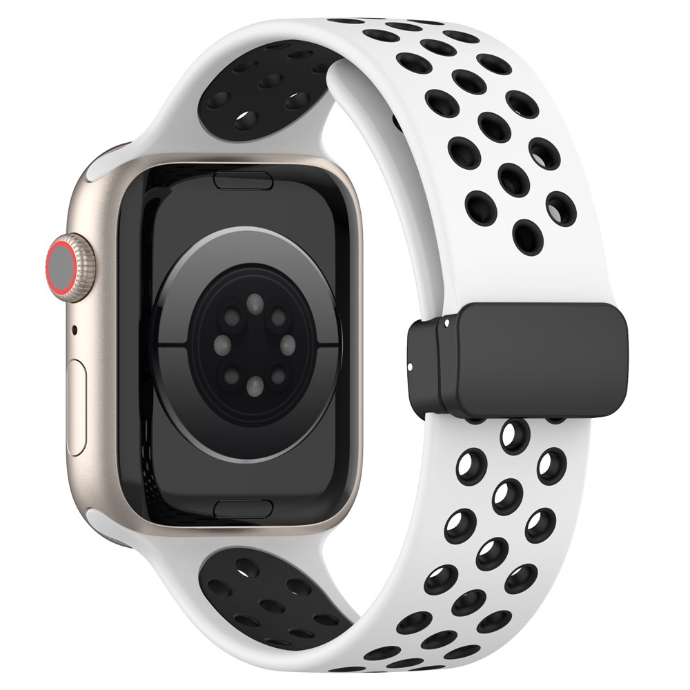Dualc szilikon karkötő az Apple Watch Ultra 4/3/2/1 49 mm-es és 12/11/10 46 mm-es modellekhez – fehér/fekete