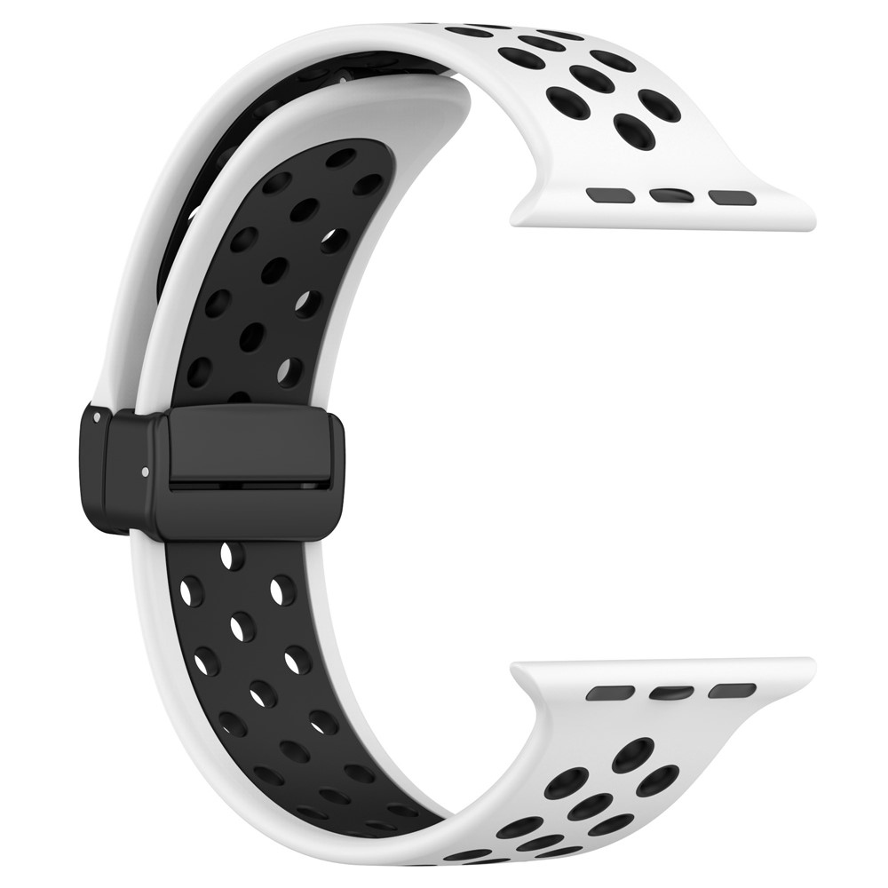 Dualc szilikon karkötő az Apple Watch Ultra 4/3/2/1 49 mm-es és 12/11/10 46 mm-es modellekhez – fehér/fekete