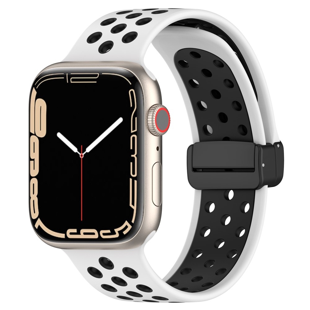 Dualc szilikon karkötő az Apple Watch Ultra 4/3/2/1 49 mm-es és 12/11/10 46 mm-es modellekhez – fehér/fekete