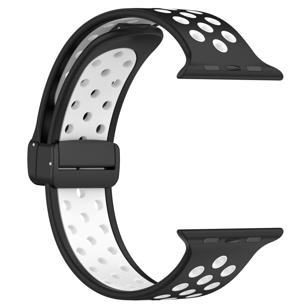 Dualc szilikon karkötő az Apple Watch Ultra 4/3/2/1 49 mm-es és 12/11/10 46 mm-es modellekhez – fekete/fehér