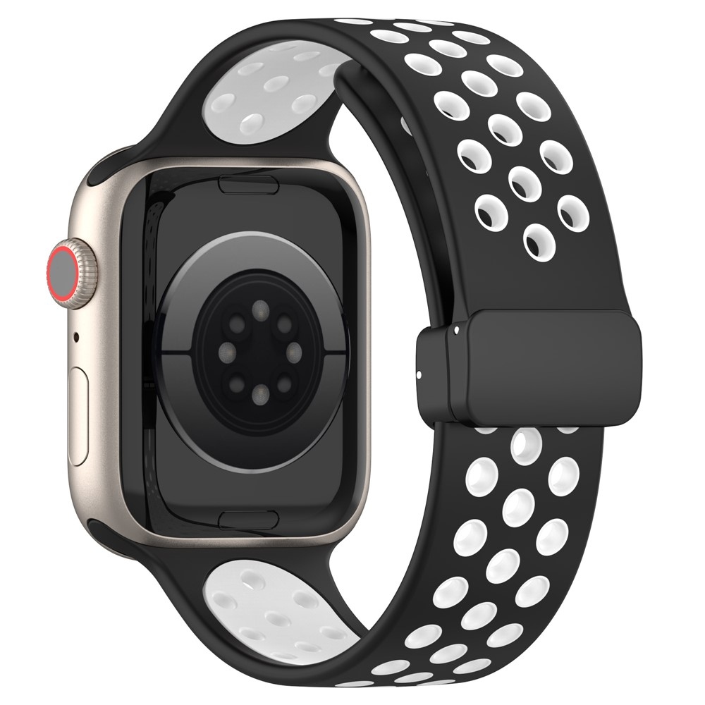 Dualc szilikon karkötő az Apple Watch Ultra 4/3/2/1 49 mm-es és 12/11/10 46 mm-es modellekhez – fekete/fehér