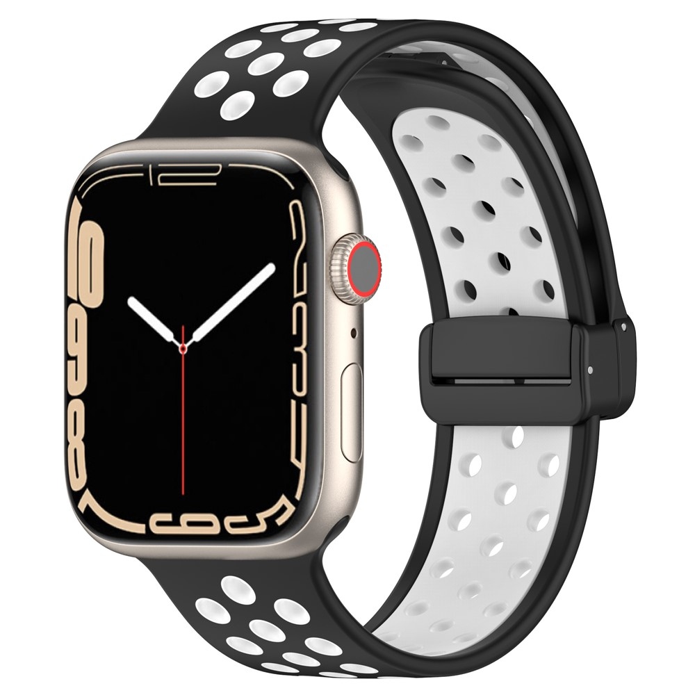 Dualc szilikon karkötő az Apple Watch Ultra 4/3/2/1 49 mm-es és 12/11/10 46 mm-es modellekhez – fekete/fehér