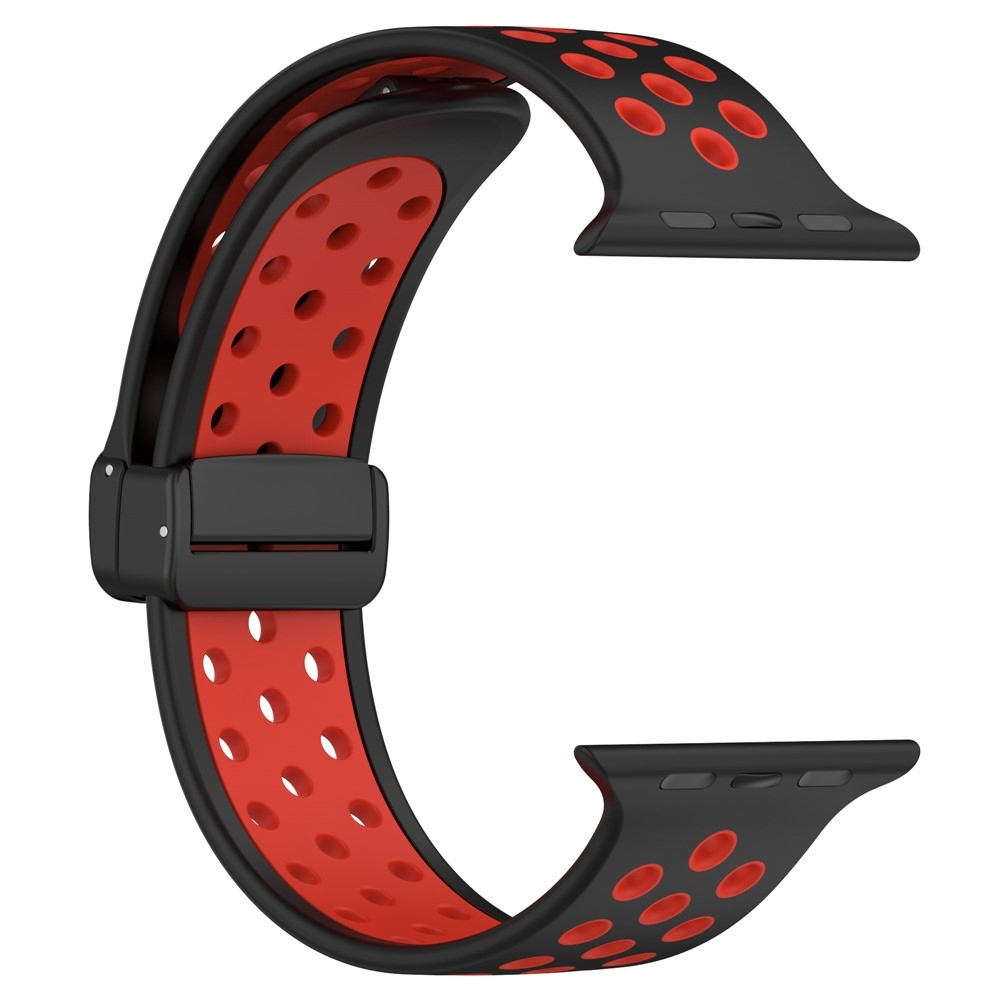 Dualc szilikon karkötő az Apple Watch Ultra 4/3/2/1 49 mm-es és 12/11/10 46 mm-es modellekhez – fekete/piros