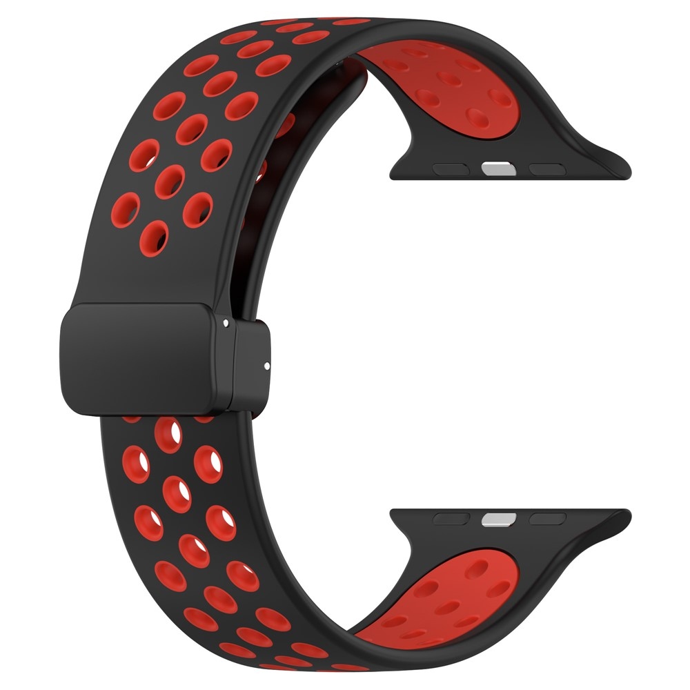 Dualc szilikon karkötő az Apple Watch Ultra 4/3/2/1 49 mm-es és 12/11/10 46 mm-es modellekhez – fekete/piros
