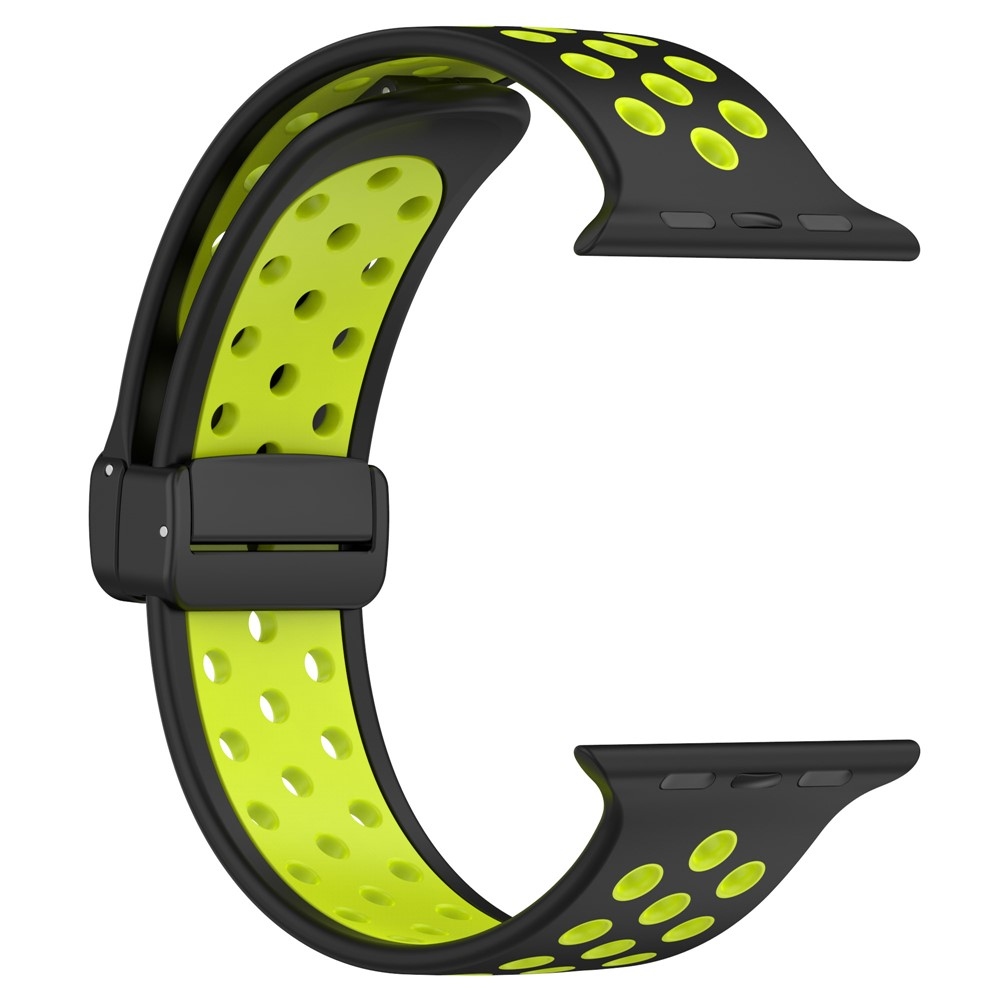 Dualc szilikon karkötő az Apple Watch Ultra 4/3/2/1 49 mm-es és 12/11/10 46 mm-es modellekhez – fekete/lime