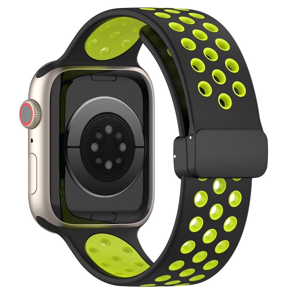Dualc szilikon karkötő az Apple Watch Ultra 4/3/2/1 49 mm-es és 12/11/10 46 mm-es modellekhez – fekete/lime