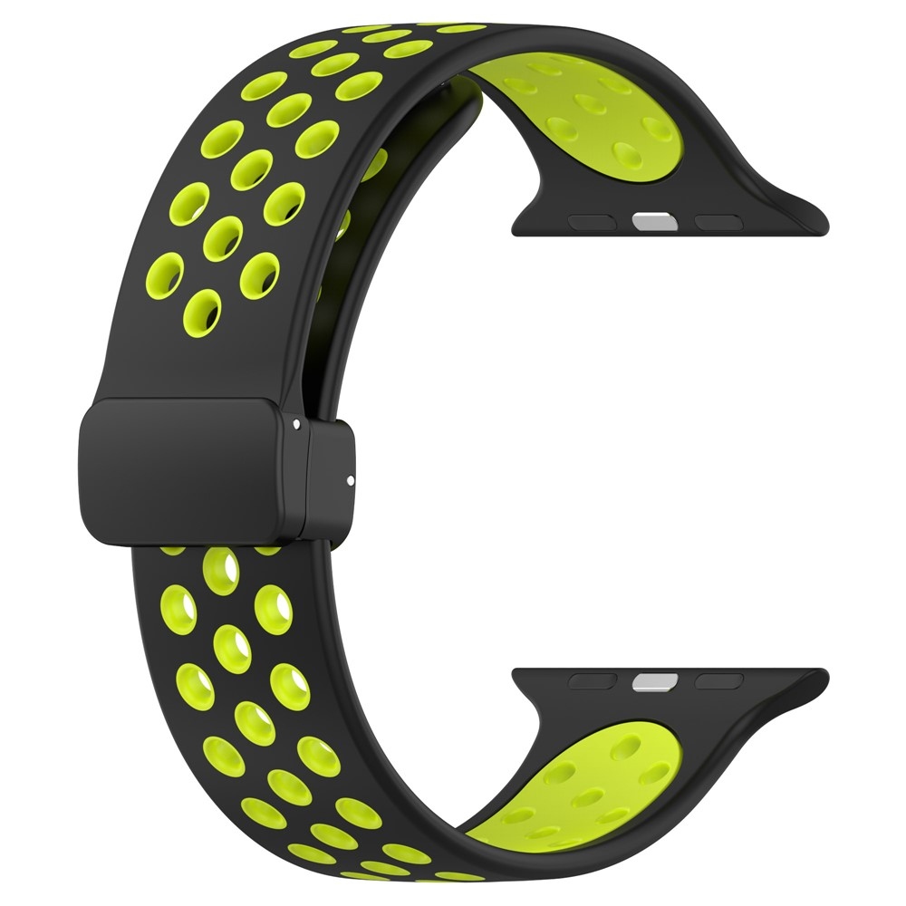 Dualc szilikon karkötő az Apple Watch Ultra 4/3/2/1 49 mm-es és 12/11/10 46 mm-es modellekhez – fekete/lime