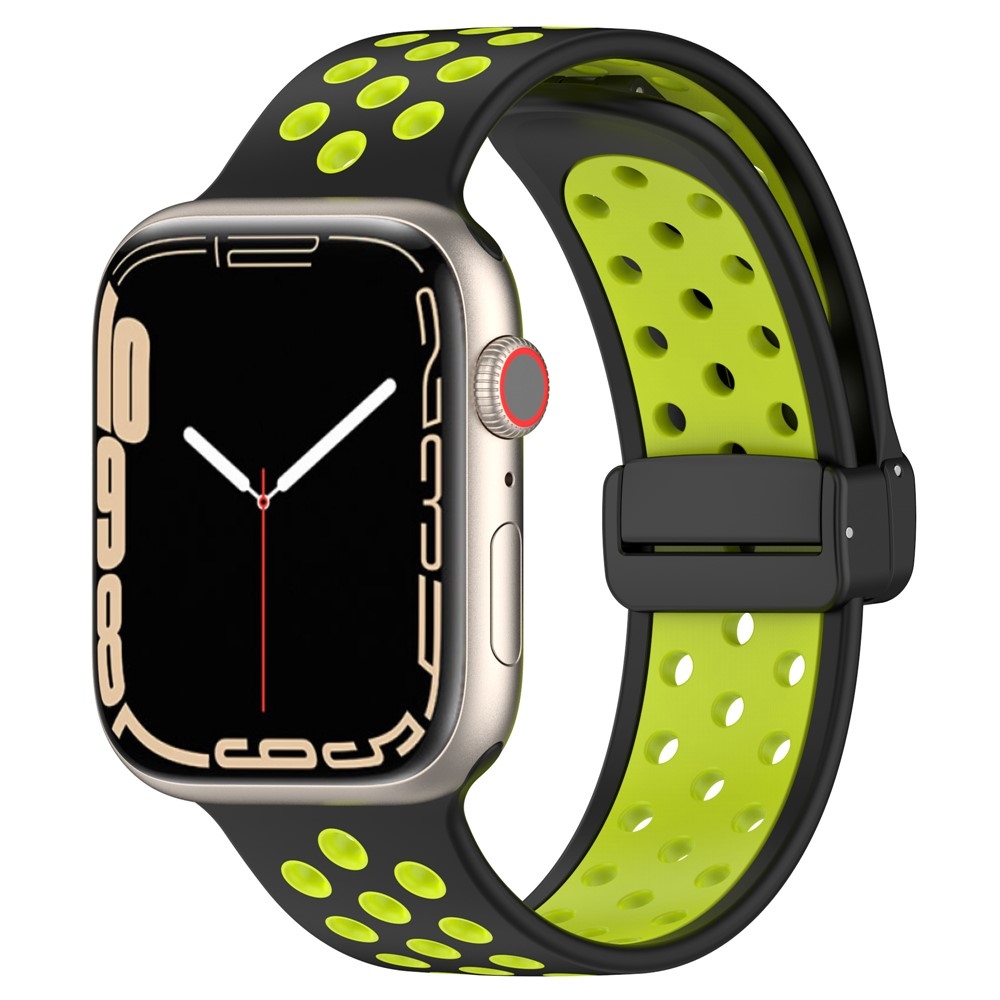Dualc szilikon karkötő az Apple Watch Ultra 4/3/2/1 49 mm-es és 12/11/10 46 mm-es modellekhez – fekete/lime