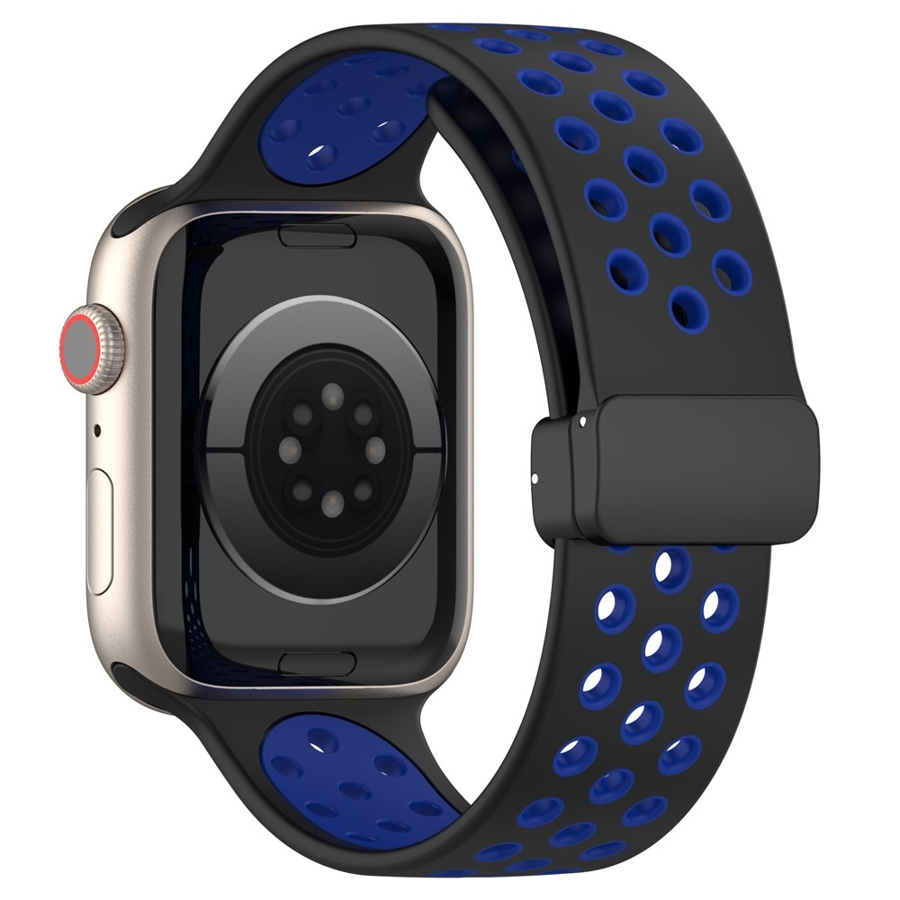 Dualc szilikon karkötő az Apple Watch Ultra 4/3/2/1 49 mm-es és 12/11/10 46 mm-es modellekhez – fekete/kék