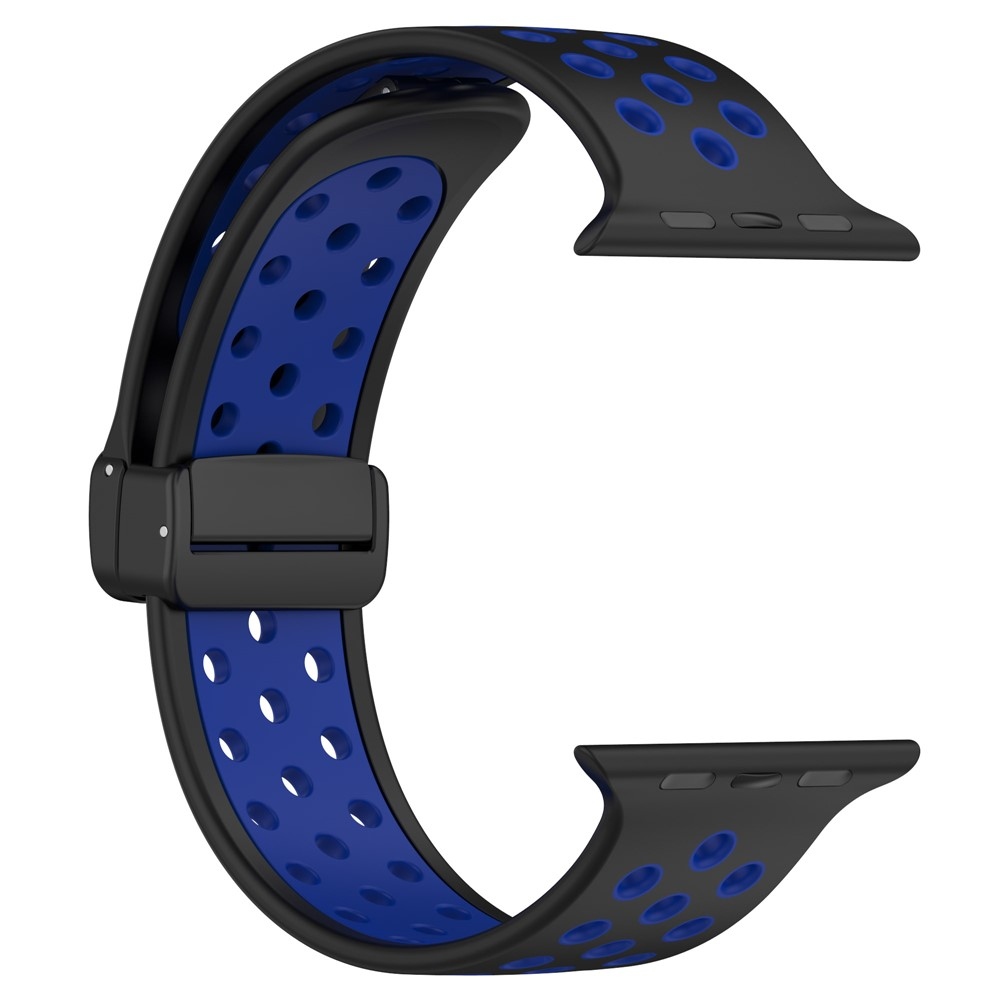 Dualc szilikon karkötő az Apple Watch Ultra 4/3/2/1 49 mm-es és 12/11/10 46 mm-es modellekhez – fekete/kék