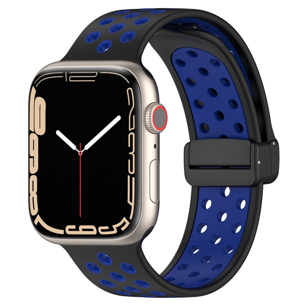 Dualc szilikon karkötő az Apple Watch Ultra 4/3/2/1 49 mm-es és 12/11/10 46 mm-es modellekhez – fekete/kék