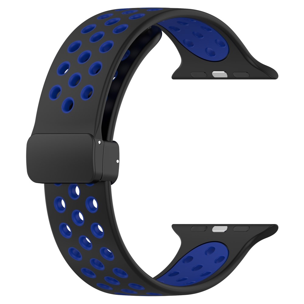 Dualc szilikon karkötő az Apple Watch Ultra 4/3/2/1 49 mm-es és 12/11/10 46 mm-es modellekhez – fekete/kék