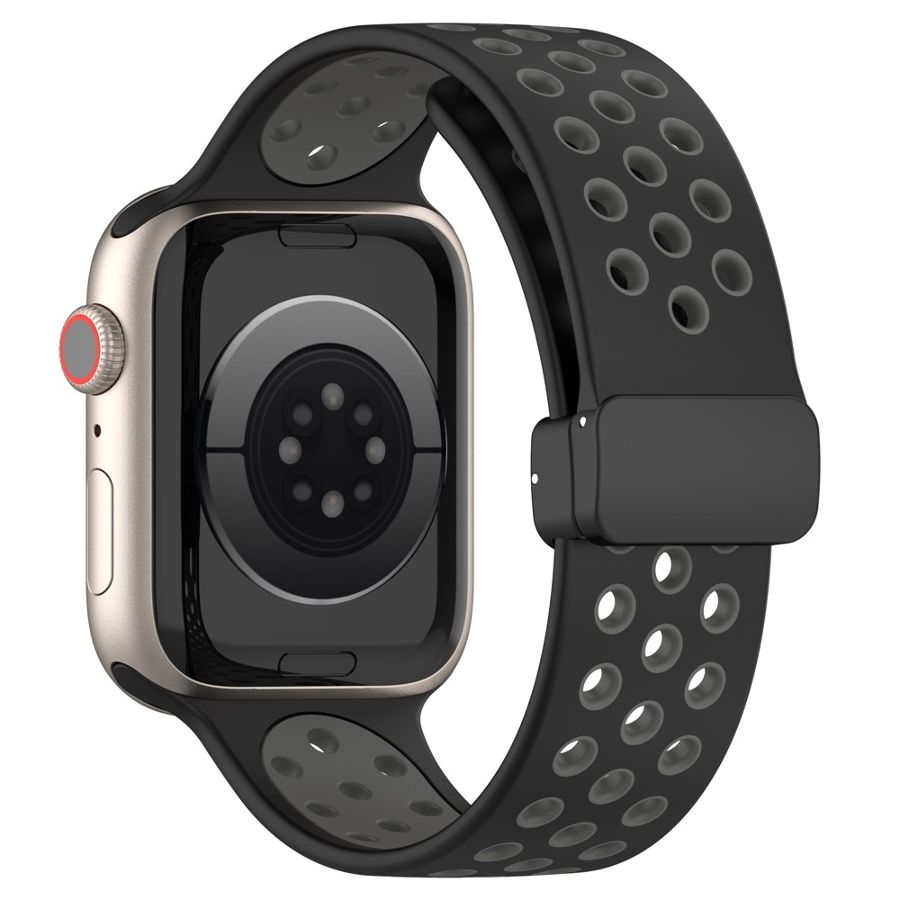 Dualc szilikon karkötő az Apple Watch Ultra 4/3/2/1 49 mm-es és 12/11/10 46 mm-es modellekhez – fekete/szürke