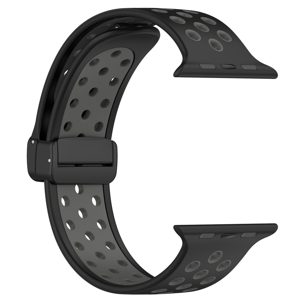 Dualc szilikon karkötő az Apple Watch Ultra 4/3/2/1 49 mm-es és 12/11/10 46 mm-es modellekhez – fekete/szürke