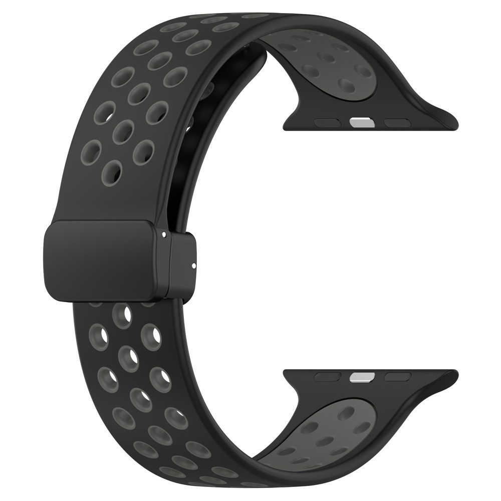 Dualc szilikon karkötő az Apple Watch Ultra 4/3/2/1 49 mm-es és 12/11/10 46 mm-es modellekhez – fekete/szürke