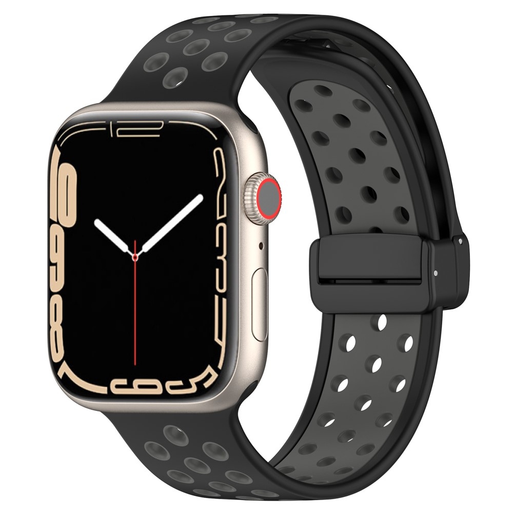 Dualc szilikon karkötő az Apple Watch Ultra 4/3/2/1 49 mm-es és 12/11/10 46 mm-es modellekhez – fekete/szürke