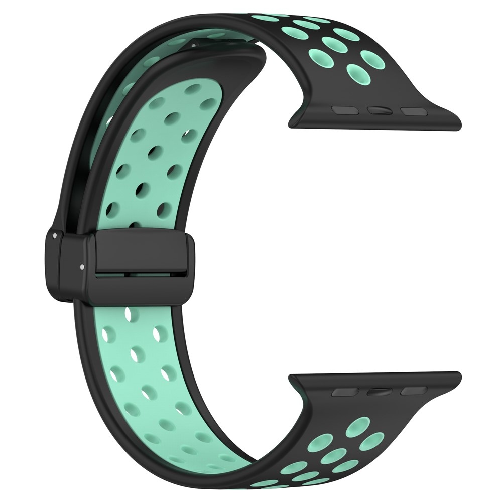 Dualc szilikon karkötő az Apple Watch Ultra 4/3/2/1 49 mm-es és 12/11/10 46 mm-es modellekhez – fekete/zöld
