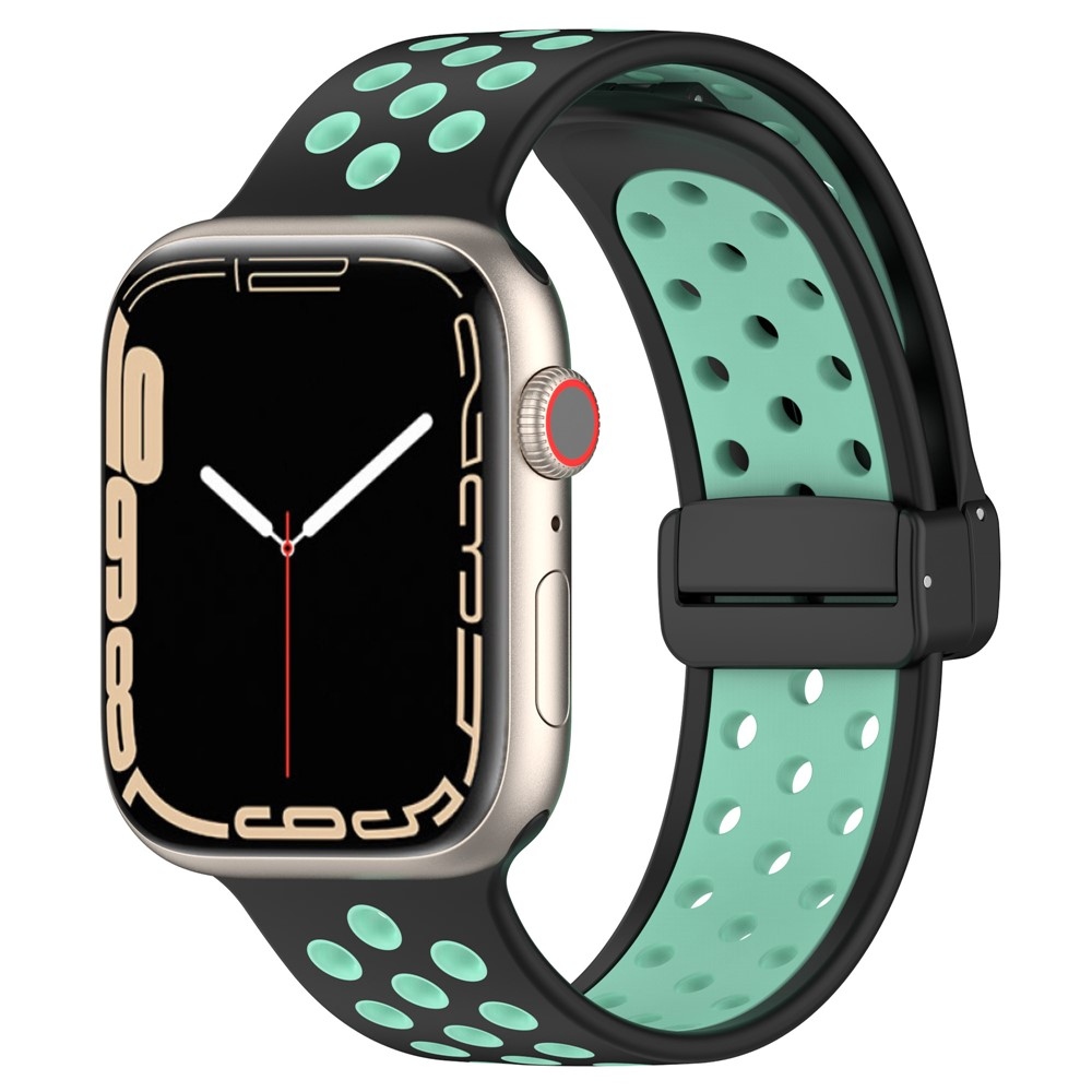 Dualc szilikon karkötő az Apple Watch Ultra 4/3/2/1 49 mm-es és 12/11/10 46 mm-es modellekhez – fekete/zöld