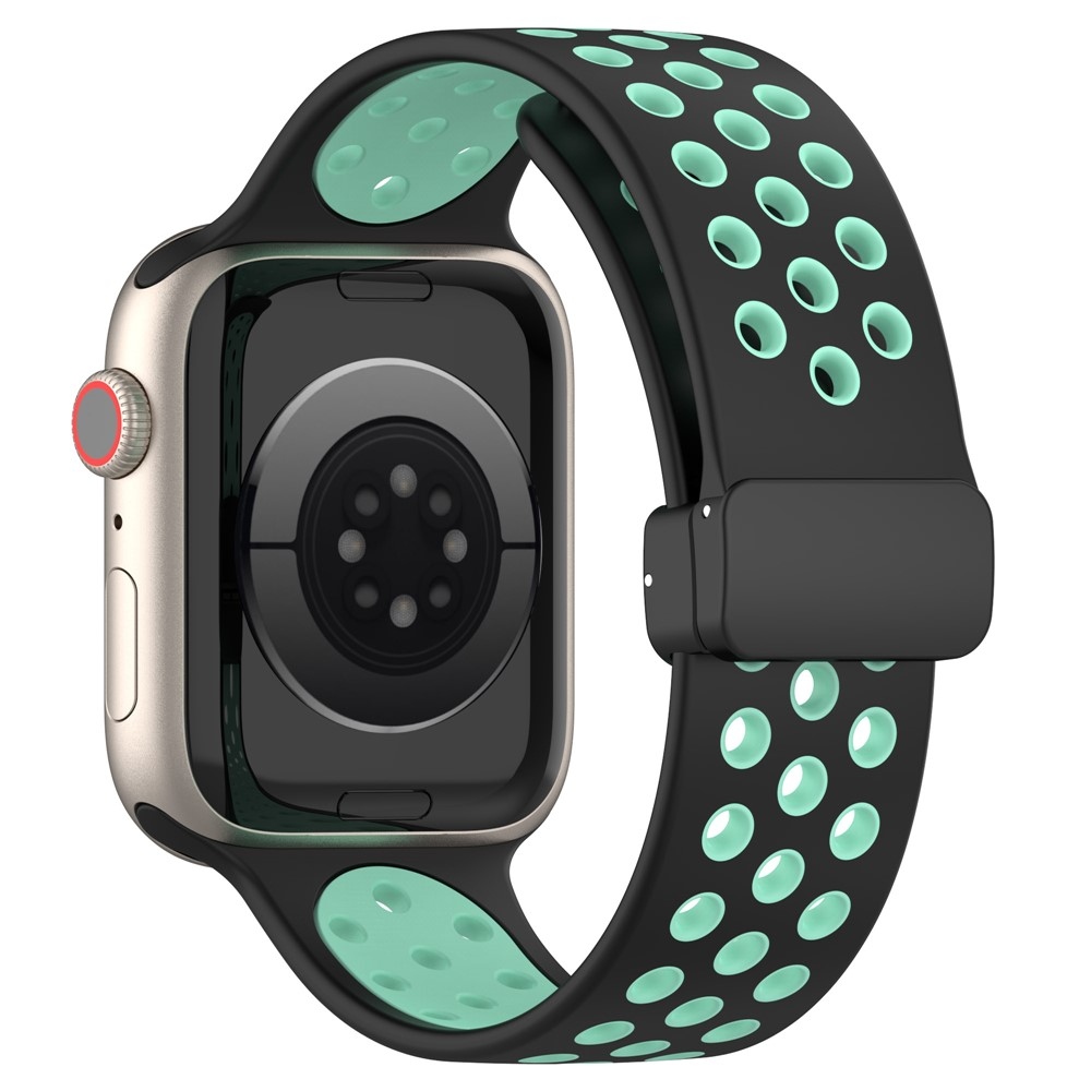 Dualc szilikon karkötő az Apple Watch Ultra 4/3/2/1 49 mm-es és 12/11/10 46 mm-es modellekhez – fekete/zöld