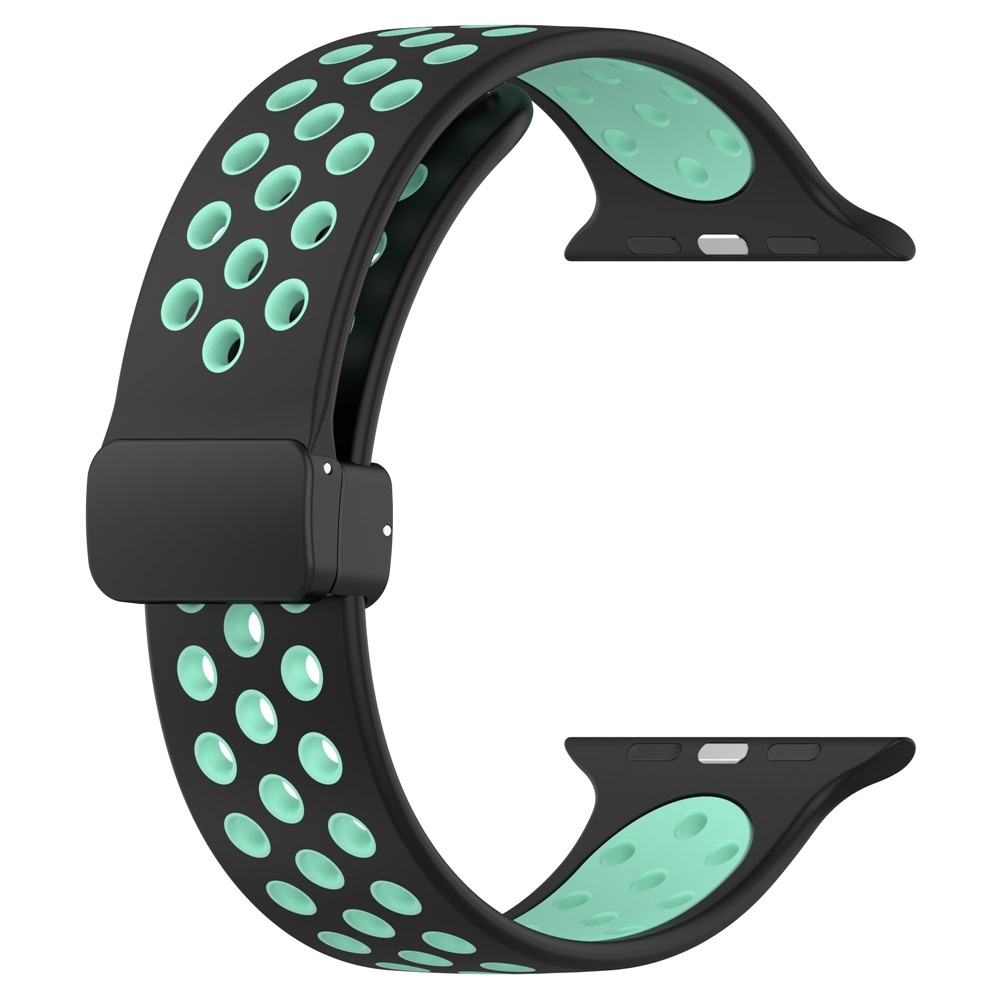 Dualc szilikon karkötő az Apple Watch Ultra 4/3/2/1 49 mm-es és 12/11/10 46 mm-es modellekhez – fekete/zöld