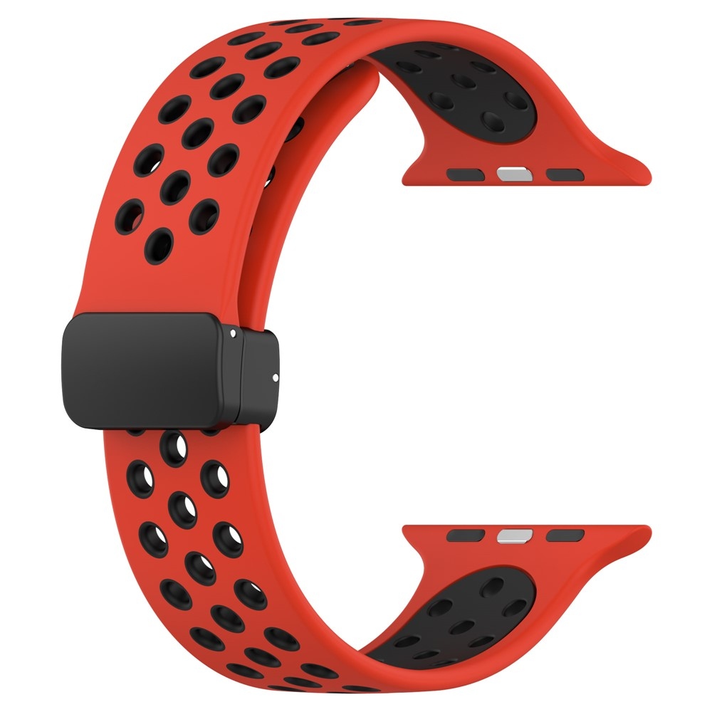 Dualc szilikon karkötő az Apple Watch Ultra 4/3/2/1 49 mm-es és 12/11/10 46 mm-es modellekhez – piros/fekete