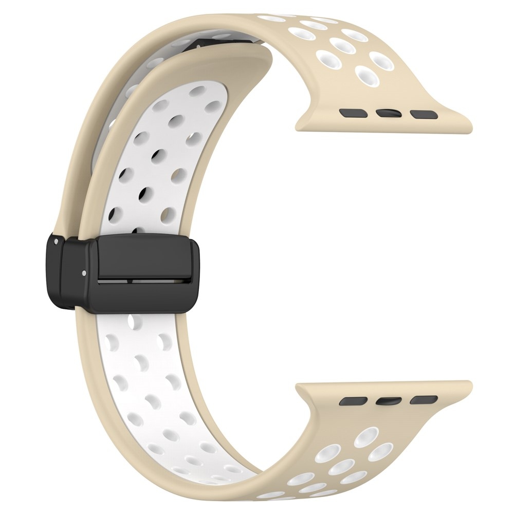Dualc szilikon karkötő az Apple Watch Ultra 4/3/2/1 49 mm-es és 12/11/10 46 mm-es modellekhez – khaki/fehér