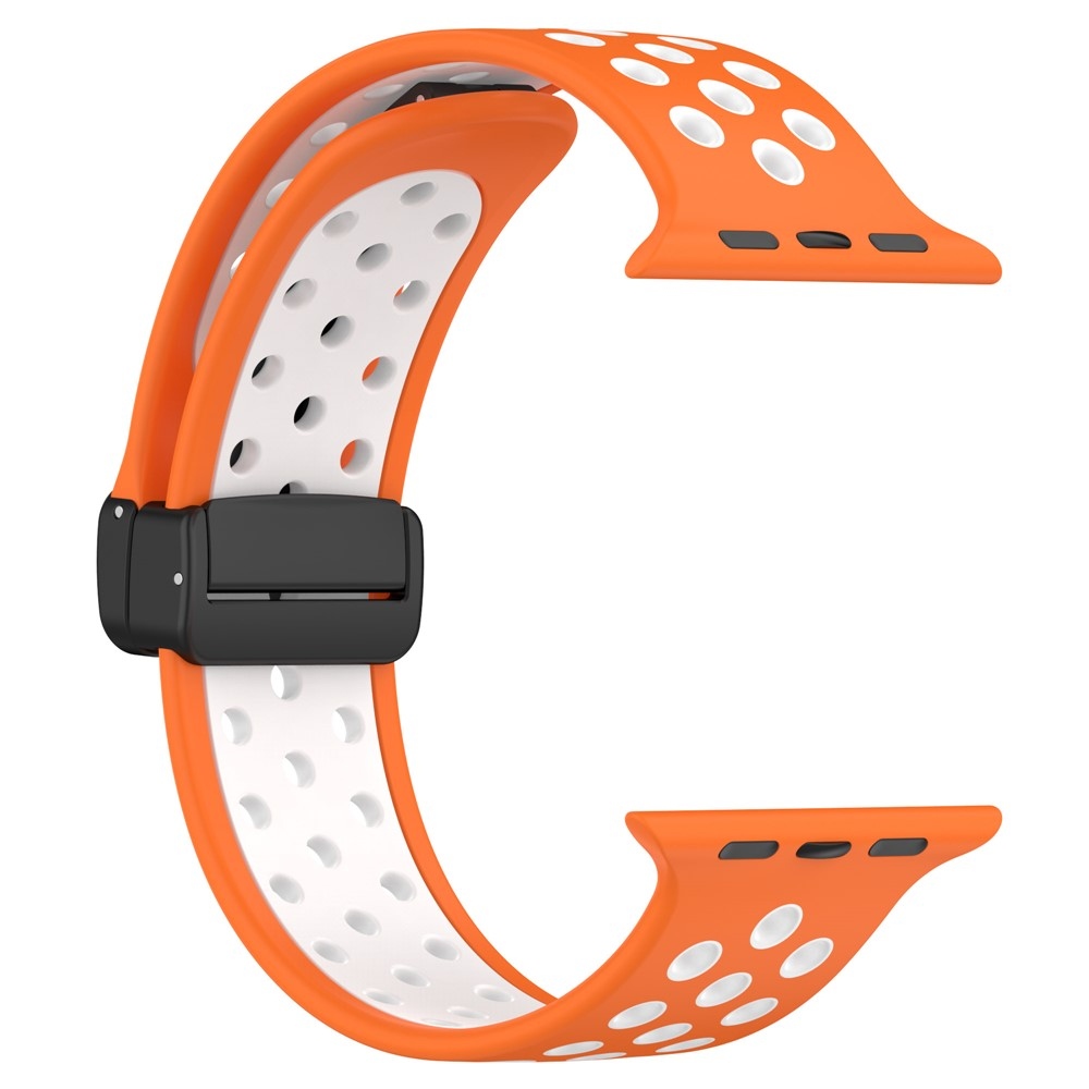 Dualc szilikon karkötő az Apple Watch Ultra 4/3/2/1 49 mm-es és 12/11/10 46 mm-es modellekhez – narancssárga/fehér