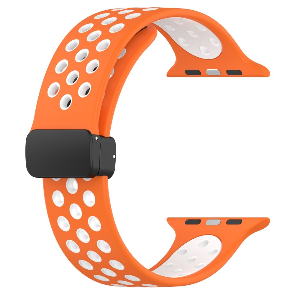 Dualc szilikon karkötő az Apple Watch Ultra 4/3/2/1 49 mm-es és 12/11/10 46 mm-es modellekhez – narancssárga/fehér