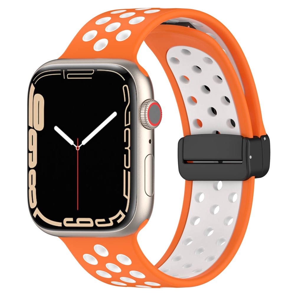 Dualc szilikon karkötő az Apple Watch Ultra 4/3/2/1 49 mm-es és 12/11/10 46 mm-es modellekhez – narancssárga/fehér