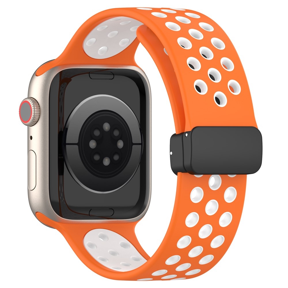 Dualc szilikon karkötő az Apple Watch Ultra 4/3/2/1 49 mm-es és 12/11/10 46 mm-es modellekhez – narancssárga/fehér