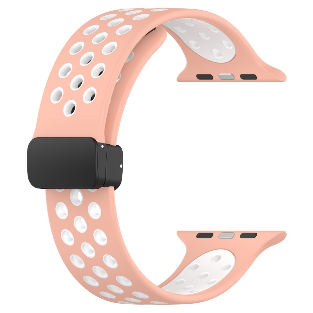 Dualc szilikon karkötő az Apple Watch Ultra 4/3/2/1 49 mm-es és 12/11/10 46 mm-es modellekhez – rózsaszín/fehér