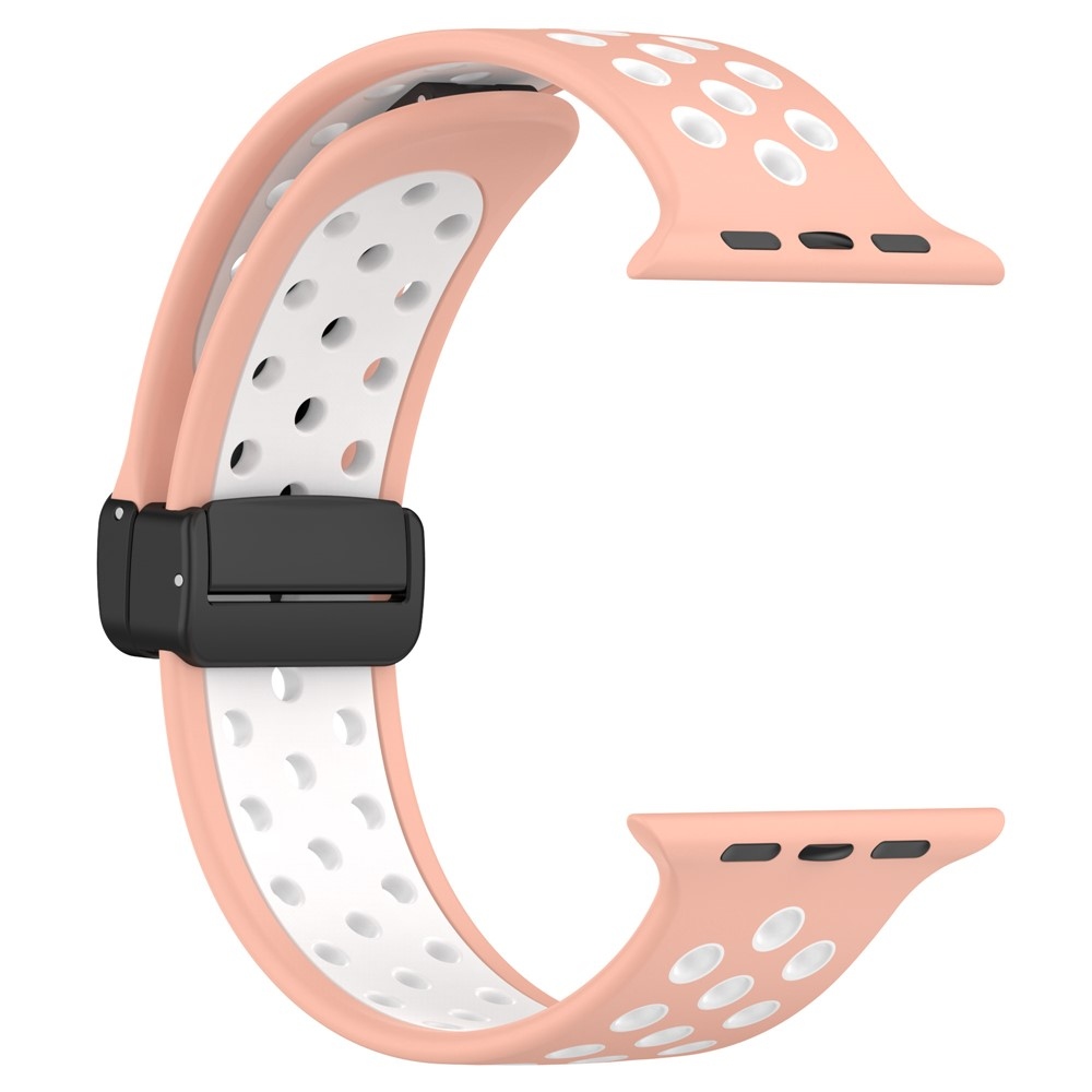 Dualc szilikon karkötő az Apple Watch Ultra 4/3/2/1 49 mm-es és 12/11/10 46 mm-es modellekhez – rózsaszín/fehér