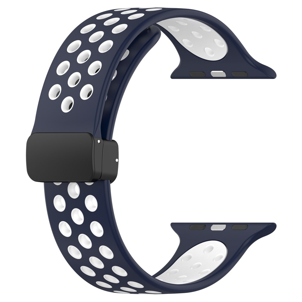 Dualc szilikon karkötő az Apple Watch Ultra 4/3/2/1 49 mm-es és 12/11/10 46 mm-es modellekhez – sötétkék/fehér