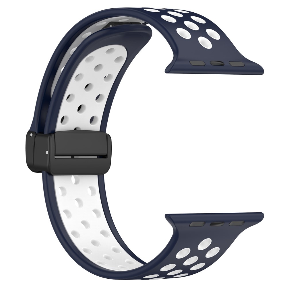 Dualc szilikon karkötő az Apple Watch Ultra 4/3/2/1 49 mm-es és 12/11/10 46 mm-es modellekhez – sötétkék/fehér